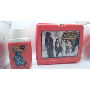 Star Wars The Empire Strikes Back Red Plastic Lunchbox w/Thermos Vintage 1980